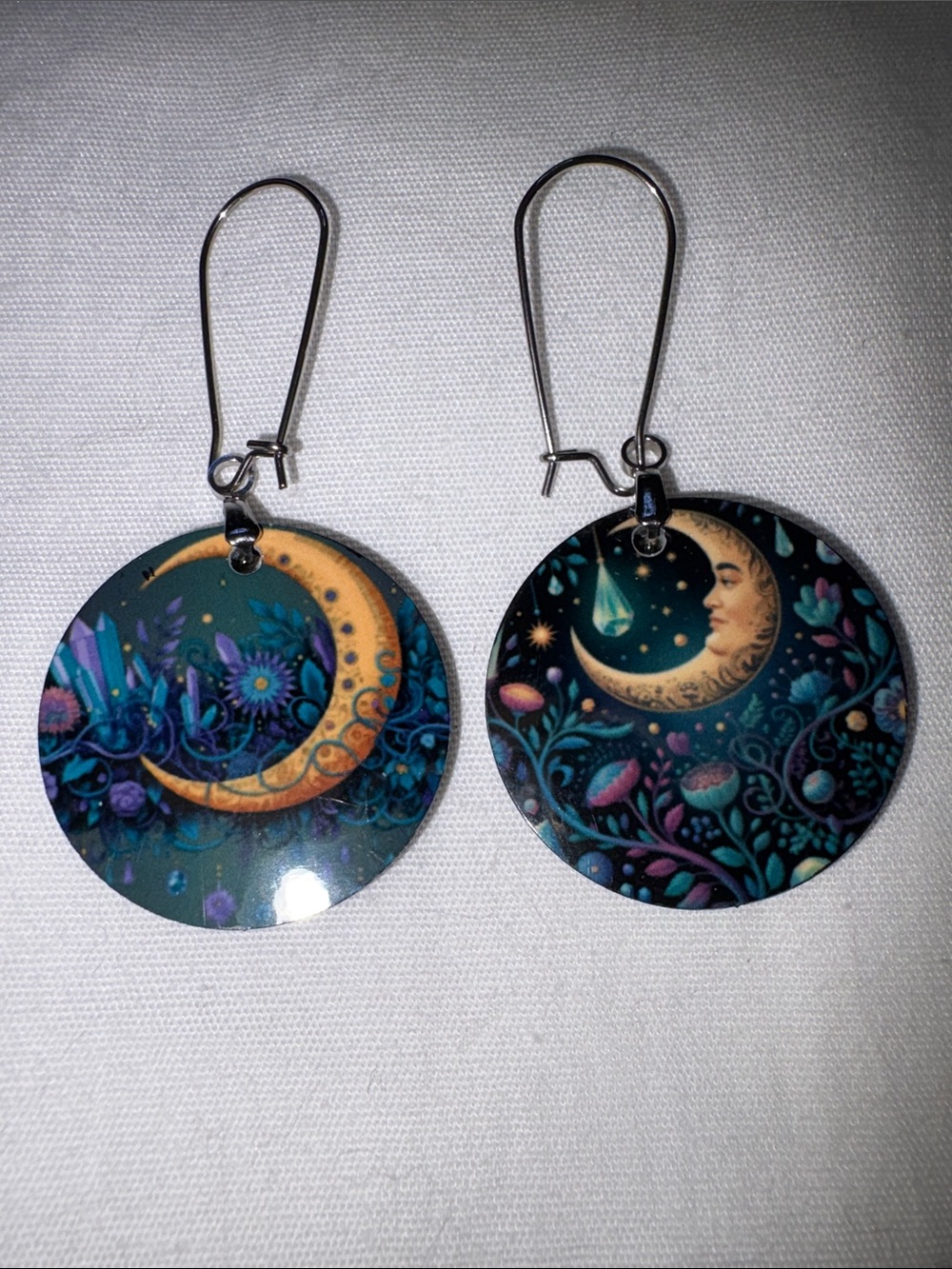 Moon and crystal earrings